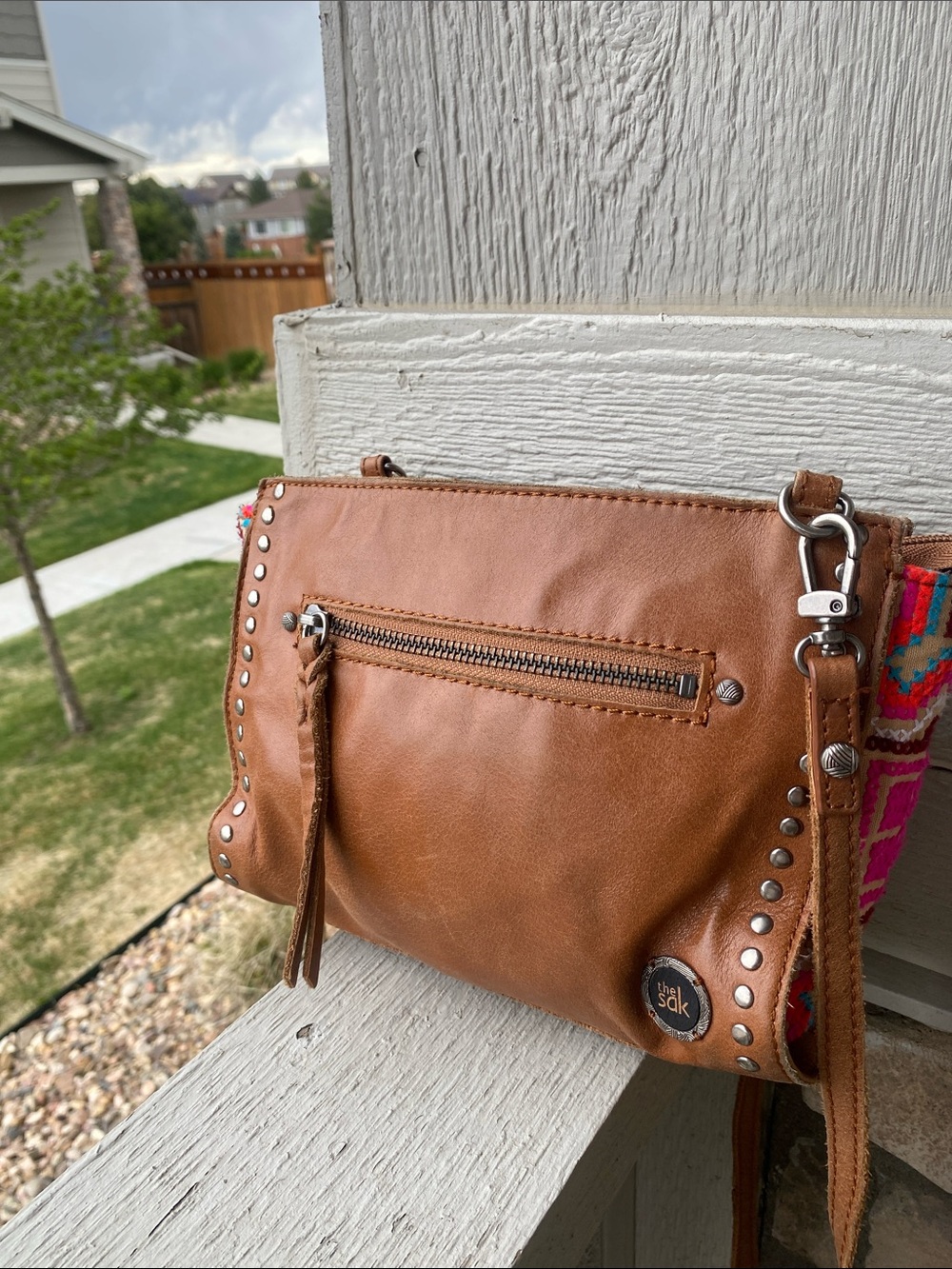 The Sak Brown Stud-Accent Crossbody Bag